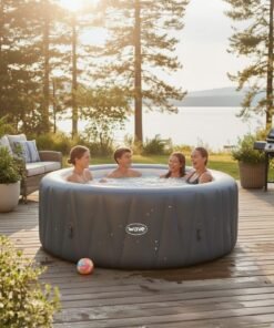 Wave Atlantic 4-Person Round inflatable Hot Tub with integrated Heater and Aquajet Massage System